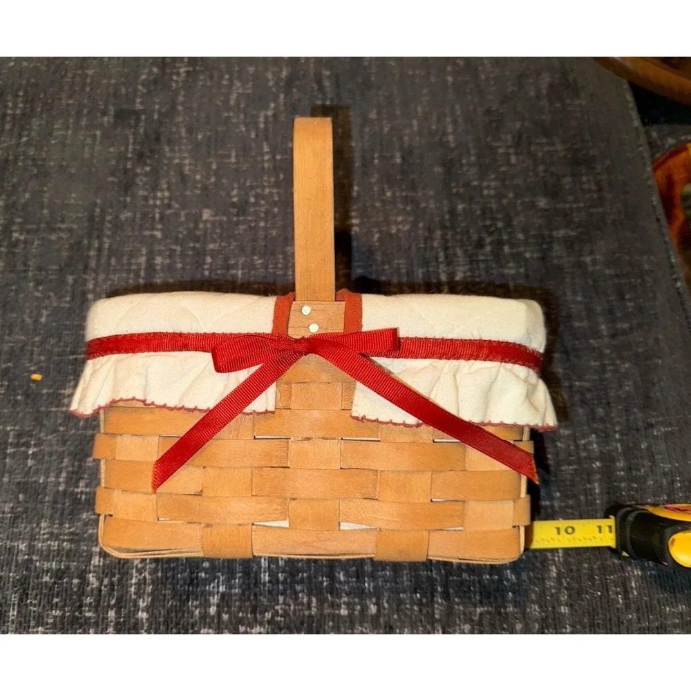 1986 Longaberger Basket – Red Bow Accent, Swing Handle - 9